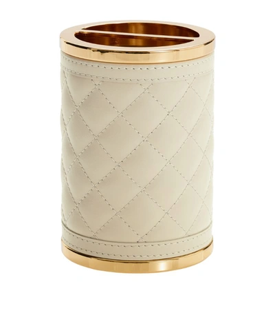 Shop Riviere Quilted Toothbrush Holder In Ivory