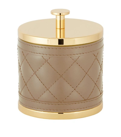 Shop Riviere Small Quilted Round Box In Neutral