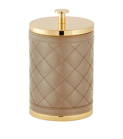 Shop Riviere Large Quilted Round Box In Neutral