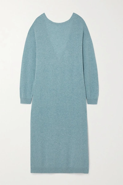 Shop Remain Birger Christensen Valcyrie Open-back Merino Wool Midi Dress In Blue