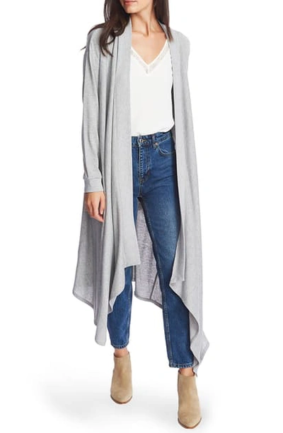 Shop 1.state Drape Front Maxi Cardigan In Silver Heather