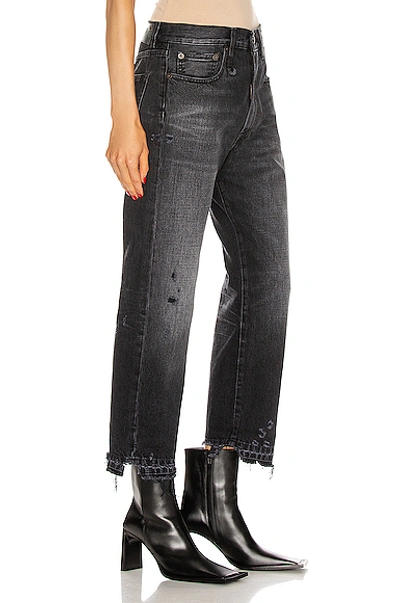 R13 Boyfriend Straight Cropped Jeans In Jake Black
