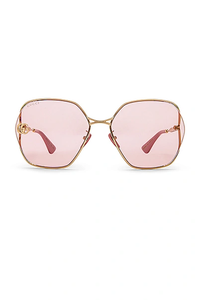 Shop Gucci Fork Oversize Square Sunglasses In Pink
