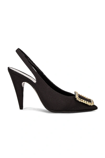 Shop Saint Laurent St Sulpice Slingback Pumps In Noir