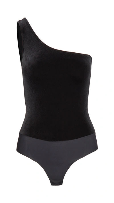 Shop Commando Velvet One Shoulder Bodysuit In Black