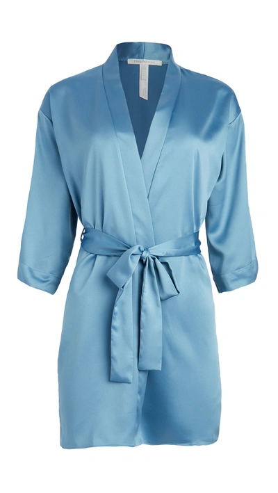 Shop Flora Nikrooz Solid Charmeuse Wrap Robe In Blue