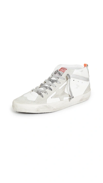 Shop Golden Goose Mid Star Sneakers In White/ice/silver/turquoise