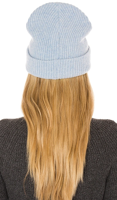 Shop Ganni Knit Hat In Baby Blue