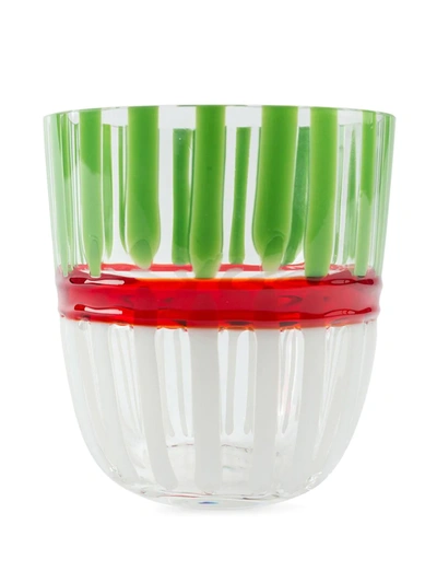 Carlo Moretti Striped Water Glass In Green