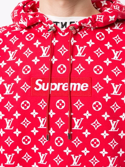 Pre-owned Louis Vuitton X Supreme  Monogram Box Logo Hoodie In Red