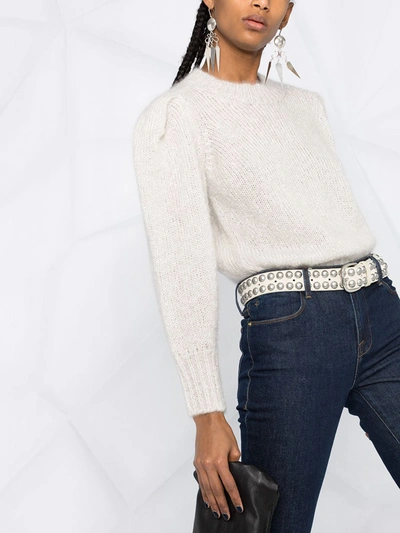 Isabel Marant Emma Puff Sleeve Mohair Blend Sweater In Gray | ModeSens