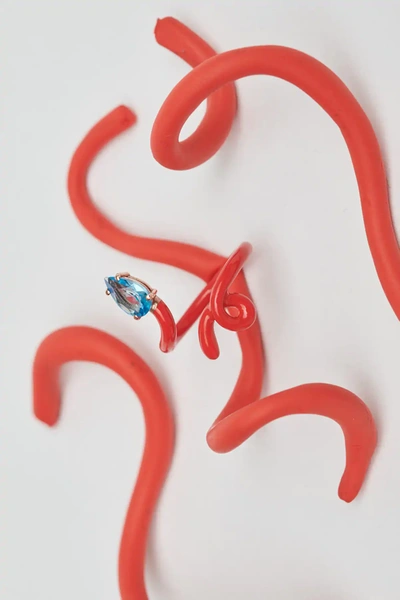 Bea Bongiasca Baby Vine Tendril Ring In Red,light Blue