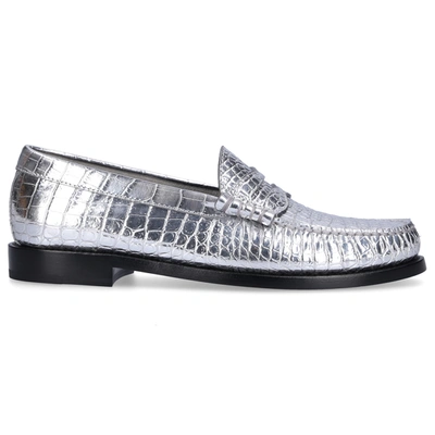 Shop Celine Loafers  Luco  Calfskin In Silver