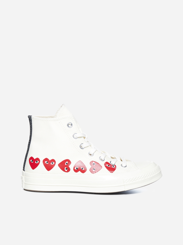 white converse high tops with heart