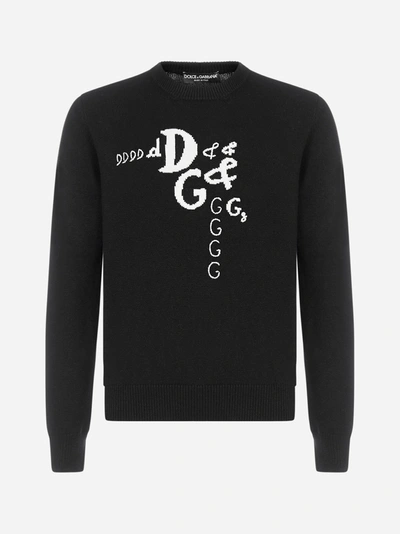 Shop Dolce & Gabbana Logo Intarsia Wool And Silk Sweater