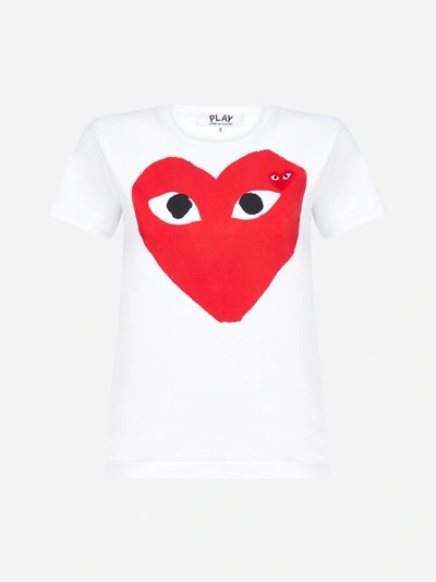 Shop Comme Des Garçons Play Heart-logo Cotton T-shirt