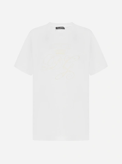 Shop Dolce & Gabbana Embroidery Logo Cotton T-shirt