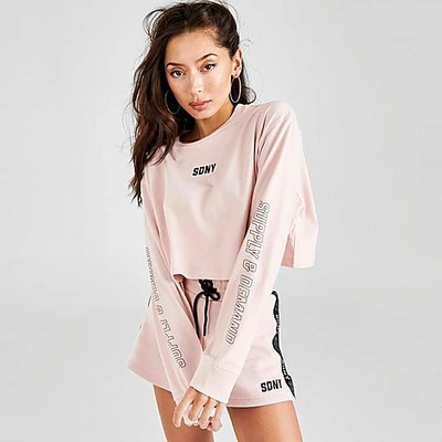 Shop Supply And Demand Women's Hidden Crop Long-sleeve T-shirt In Pink