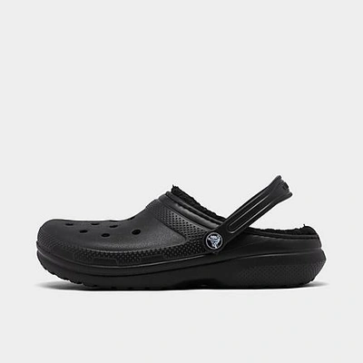 Shop Crocs Big Kids' Classic Lined Clog Shoes In Black