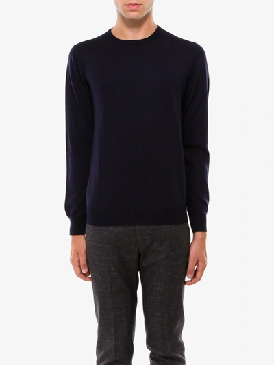Nugnes 1920 Virgin Wool Basic Sweater In Blue