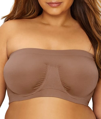 Shop Rhonda Shear Plus Size Ahh Angel Seamless Bandeau Bra In Mocha