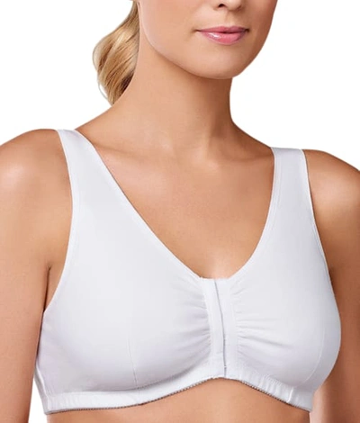 Shop Amoena Frances Front-close Wire-free Comfort Bra In White
