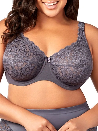 Shop Elila Isabella Lace Full Coverage Bra In Grey