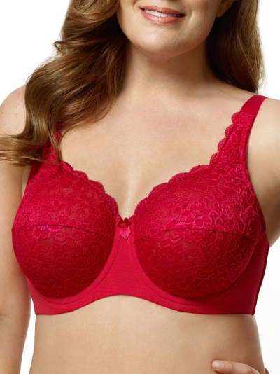 Shop Elila Isabella Lace Full Coverage Bra In Red