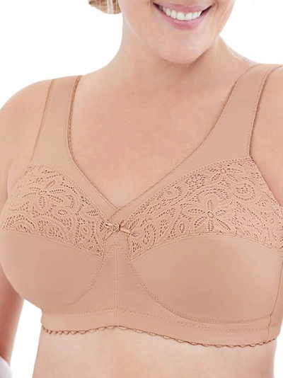 Shop Glamorise Magiclift Cotton Support Wire-free Bra In Cafe