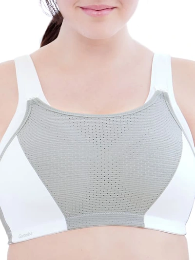 Shop Glamorise Custom Control Wire-free Sports Bra In Grey,white