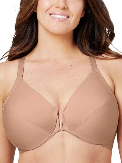 Shop Glamorise Wonderwire Front-close Smoothing Bra In Cappuccino