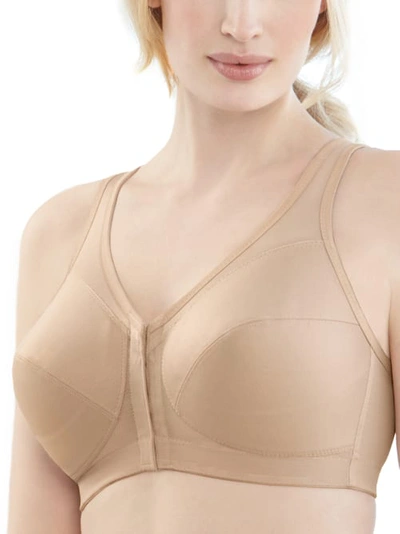 Shop Glamorise Magiclift Front-close Posture Back Wire-free Bra In Cafe