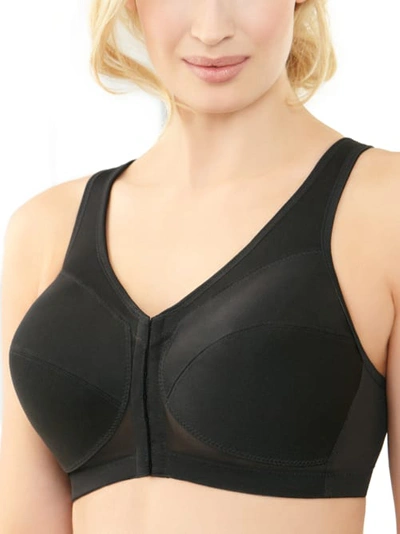 Shop Glamorise Magiclift Front-close Posture Back Wire-free Bra In Black