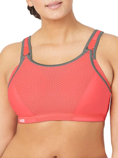 Shop Glamorise Custom Control Wonderwire Sports Bra In Coral,grey