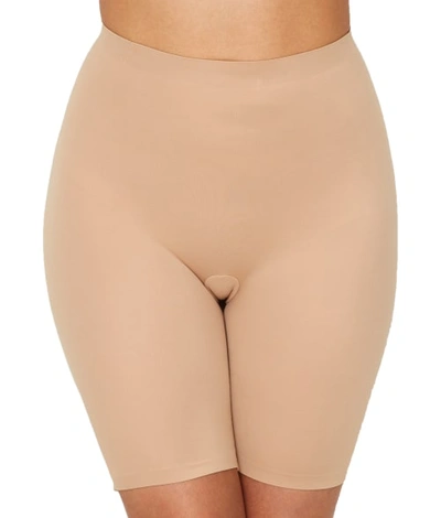 Shop Maidenform Cover Your Bases Smoothing Mid-thigh Shaper In Beige