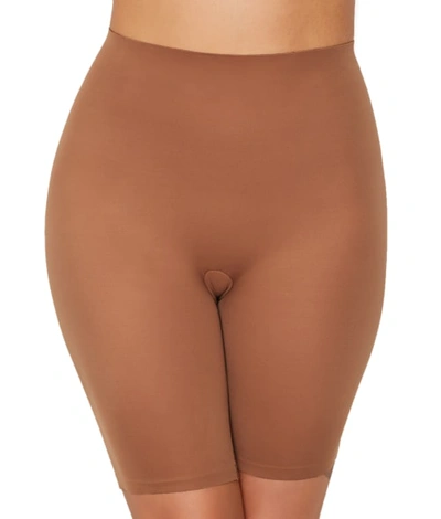 Shop Maidenform Cover Your Bases Smoothing Mid-thigh Shaper In Nude Caramel