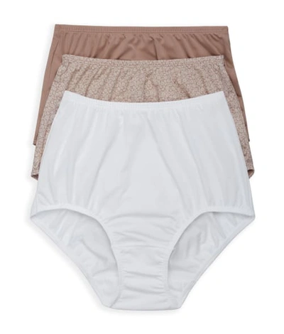 Shop Olga Without A Stitch Microfiber Brief 3-pack In Almond,ditsy,white