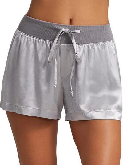 Shop Pj Harlow Mikel Satin Sleep Boxer Shorts In Dark Silver