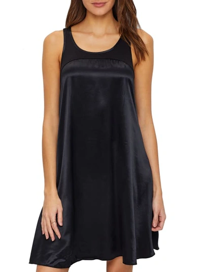 Shop Pj Harlow Lindsay Satin Nightgown In Black