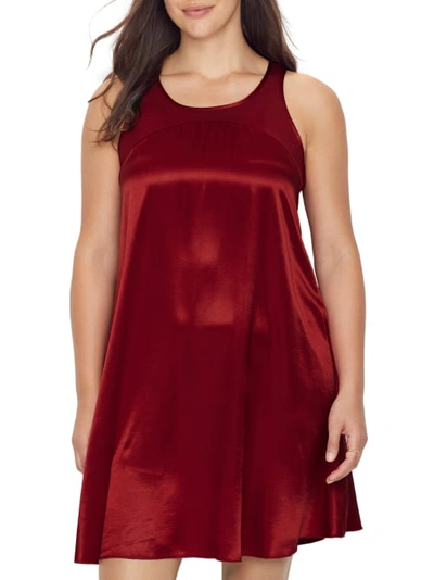 Shop Pj Harlow Lindsay Satin Nightgown In Red