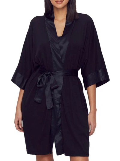 Shop Pj Harlow Shala Ribbed Knit Robe In Black