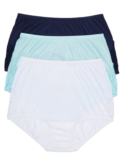 Shop Vanity Fair Lace Nouveau Brief 3-pack In Navy,teal,white