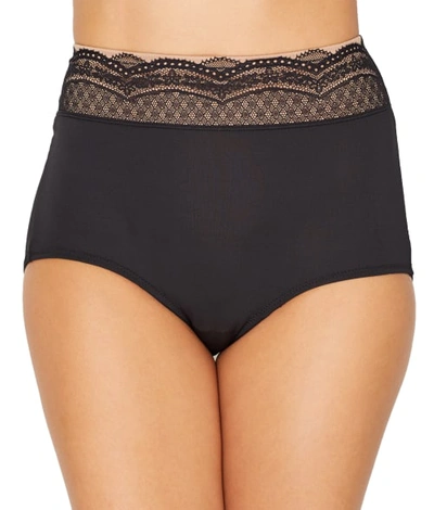 Warners No Pinching No Problems Dig-free Comfort Waist With Lace Microfiber  Brief Rs7401p In Rich Black,toast
