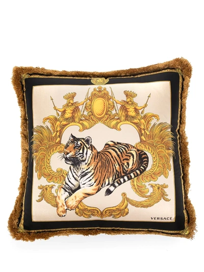 Shop Versace Home Tigris Double-face Cushion (45cm X 45cm) In Gold