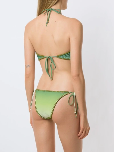 Shop Amir Slama Crochet Gradient One-piece In Green