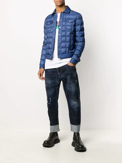 Shop Dsquared2 Padded Button-up Jacket In Blue