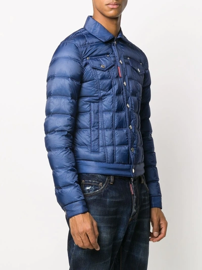 Shop Dsquared2 Padded Button-up Jacket In Blue