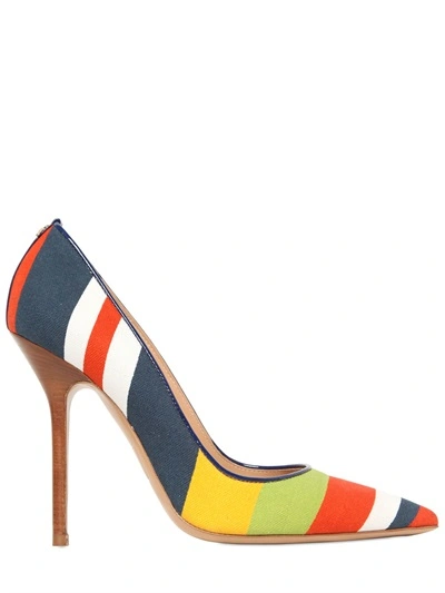 Dsquared2 Striped Cotton Canvas Pumps In Multi