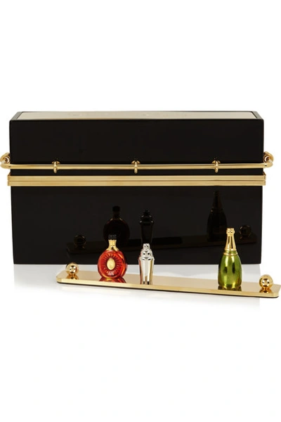 Shop Charlotte Olympia Mini Bar Gold-tone And Perspex Clutch In Black