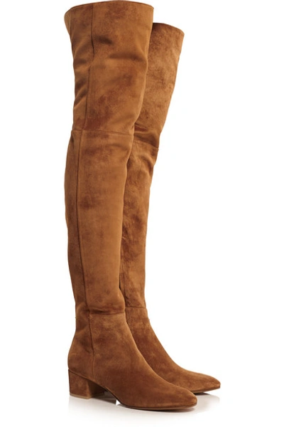 Shop Gianvito Rossi Suede Over-the-knee Boots In Brown